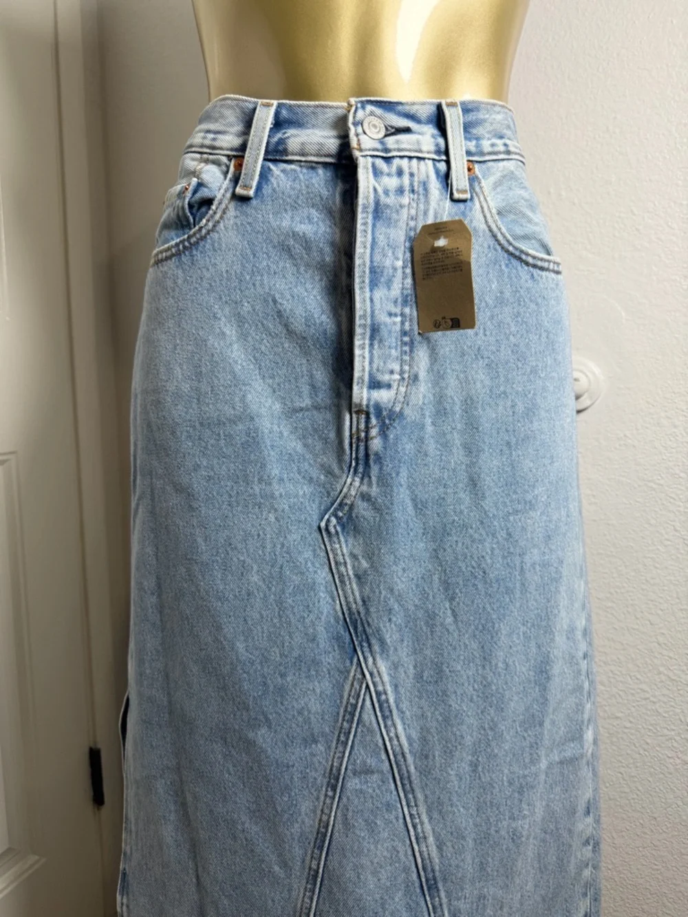 Levi's Light Blue Denim Maxi Skirt Size 26